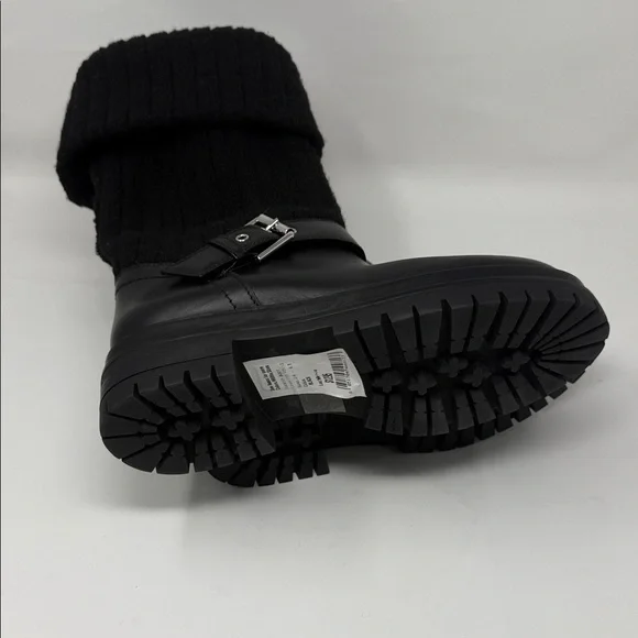 Gianvito Rossi Black Leather Knit Boots with Buckle - Picture 6 of 8